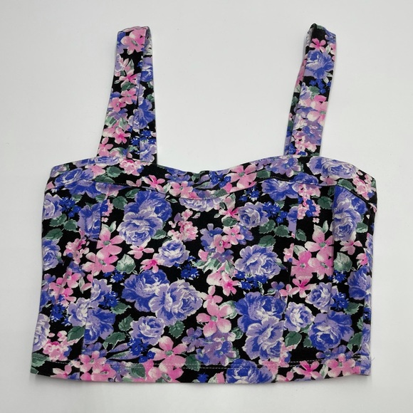Forever 21 Purple Floral Crop Top Small - Picture 2 of 12